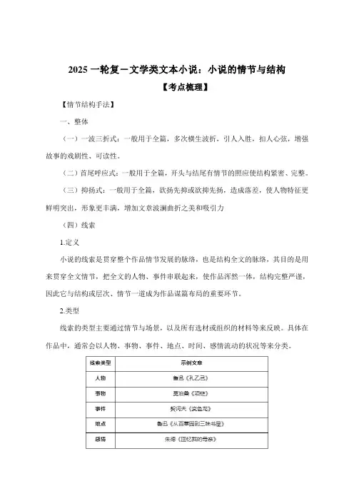 2025高考一轮复习-文学类文本小说：小说的情节与结构