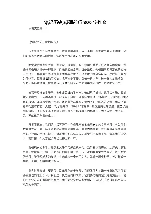 铭记历史,砥砺前行800字作文