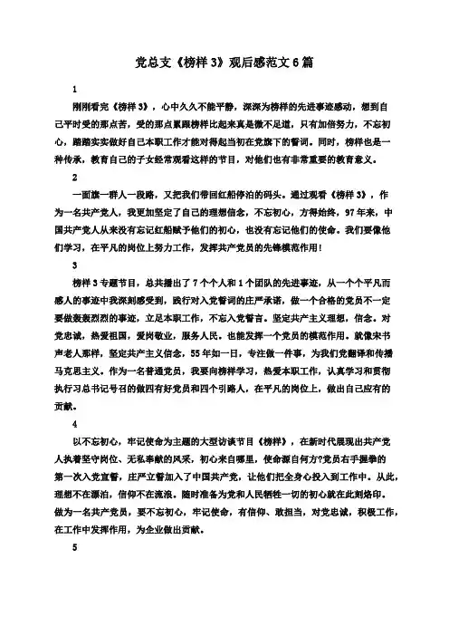 党总支《榜样3》观后感范文6篇