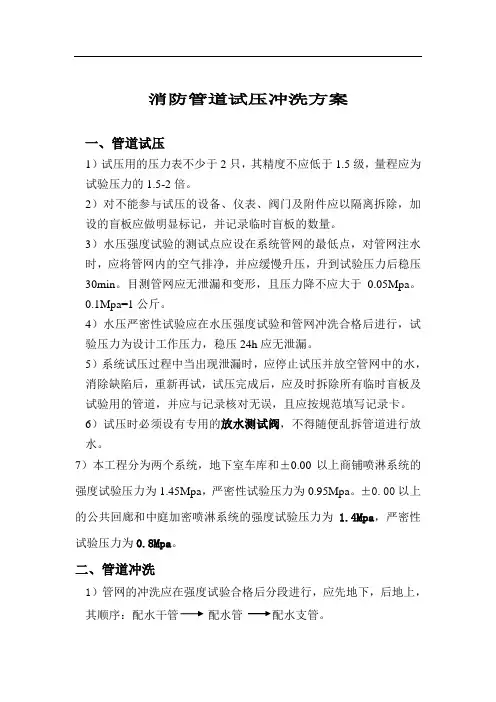 消防试水要求