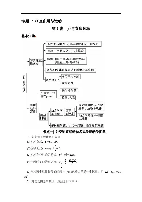 2022届高考物理二轮复习 1.2 力与直线运动 讲义