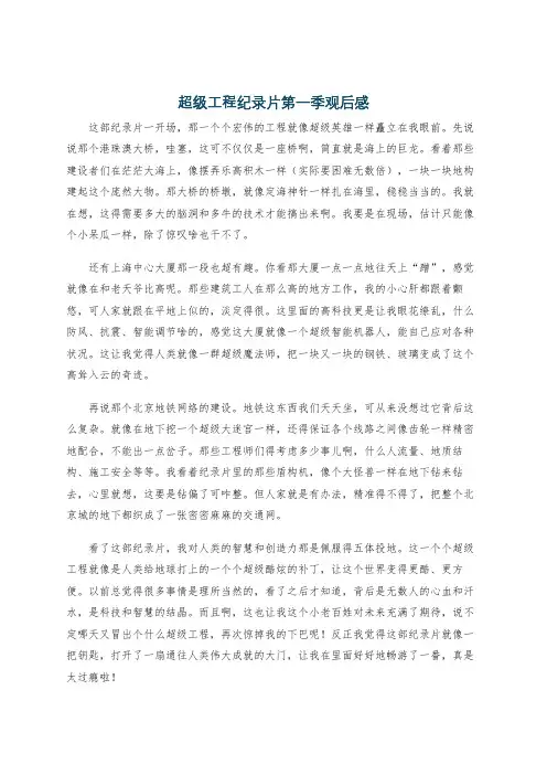 超级工程纪录片第一季观后感 2