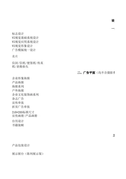 2016平面设计收费标准