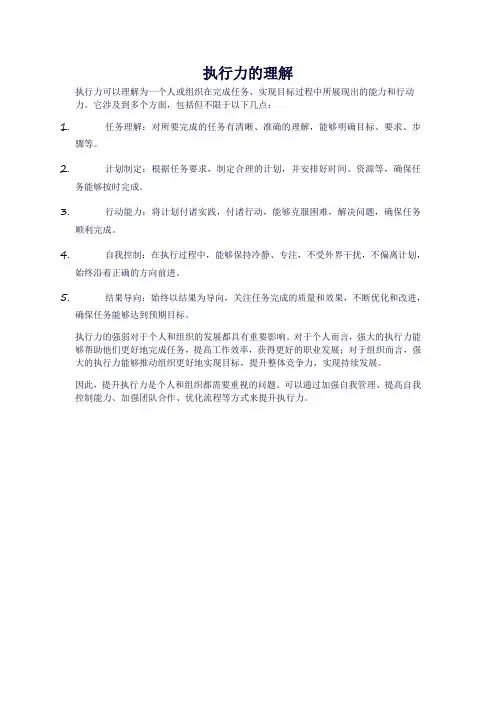 执行力的理解