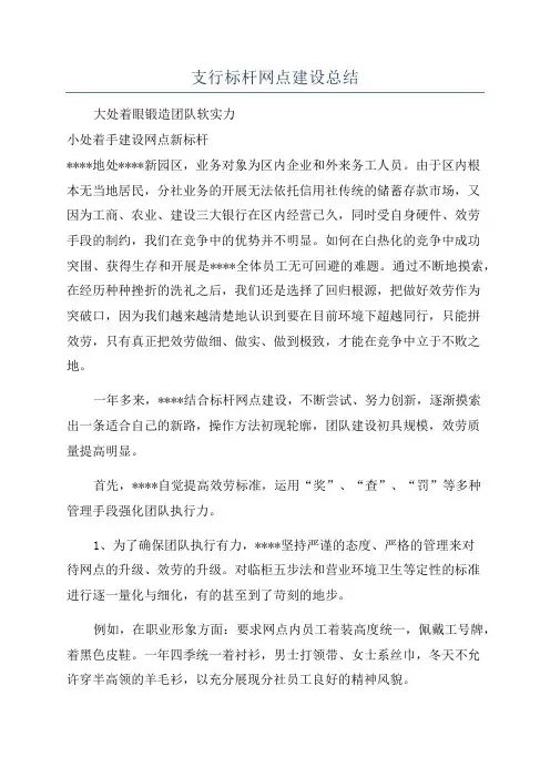 支行标杆网点建设总结