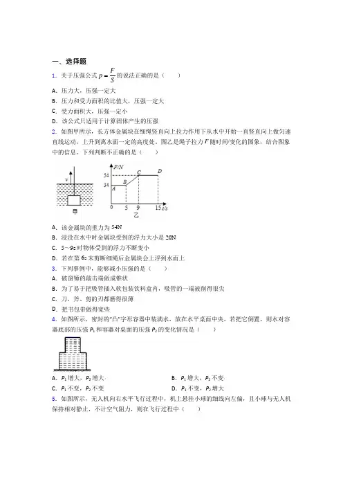 【北师大版】初中物理八年级下册期中试卷(含答案)(2)