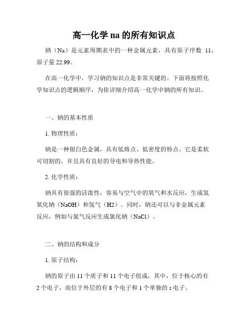高一化学na的所有知识点