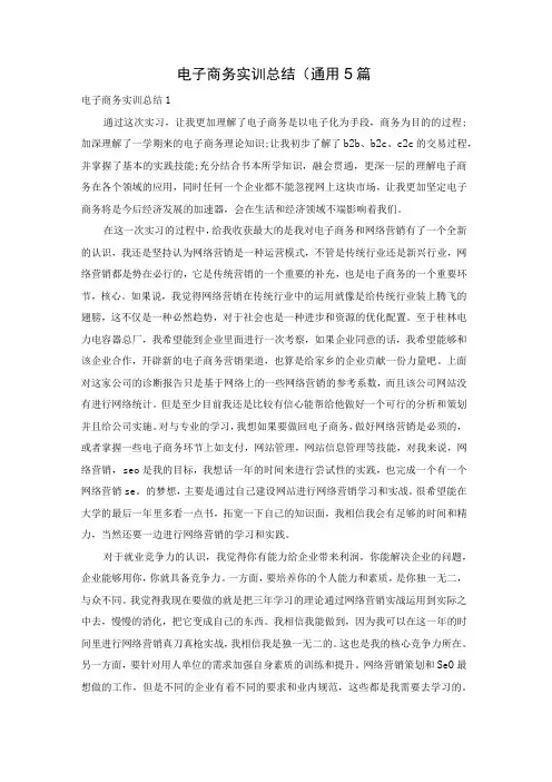 电子商务实训总结(通用5篇
