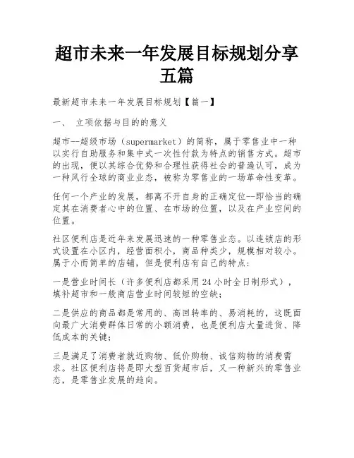 超市未来一年发展目标规划分享五篇
