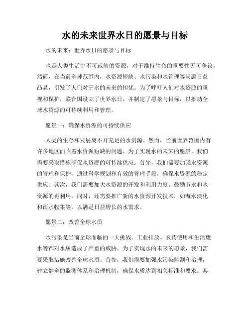 水的未来世界水日的愿景与目标