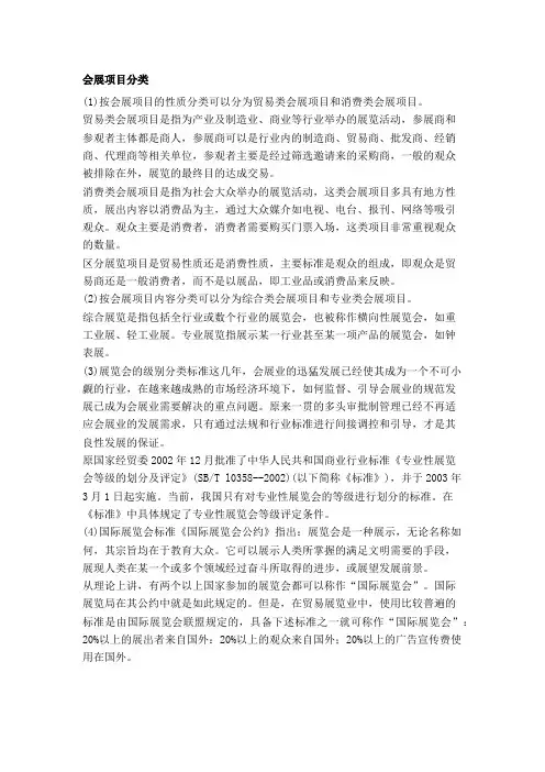 会展项目分类