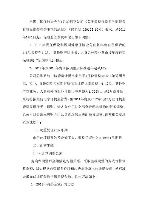 保险监管费调整
