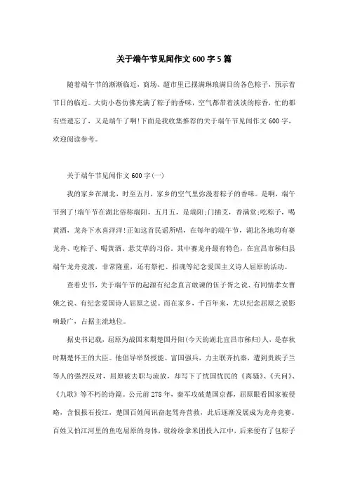 关于端午节见闻作文600字5篇