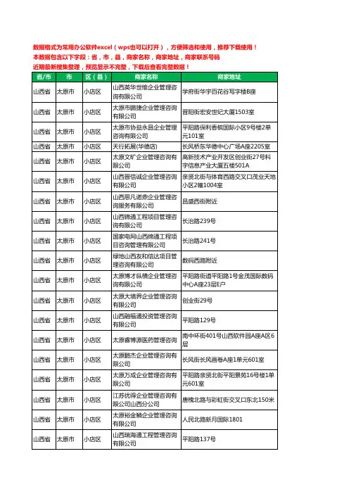 2020新版山西省太原市小店区管理咨询有限公司工商企业公司商家名录名单黄页联系电话号码地址大全70家