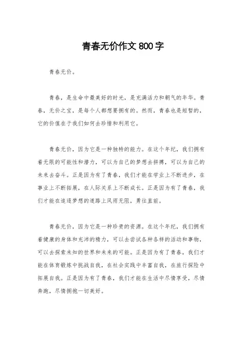 青春无价作文800字