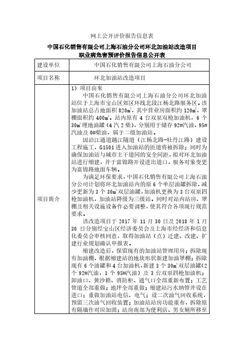 网上公开评价报告信息表