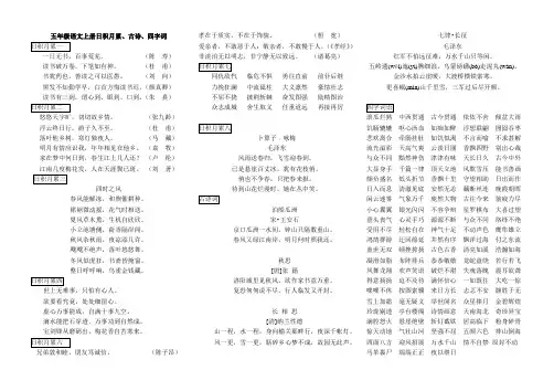 五年级语文上册日积月累古诗