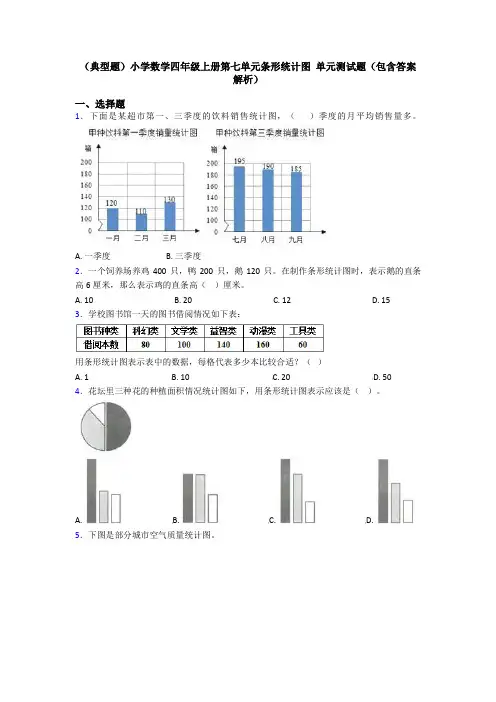 (典型题)小学数学四年级上册第七单元条形统计图 单元测试题(包含答案解析)