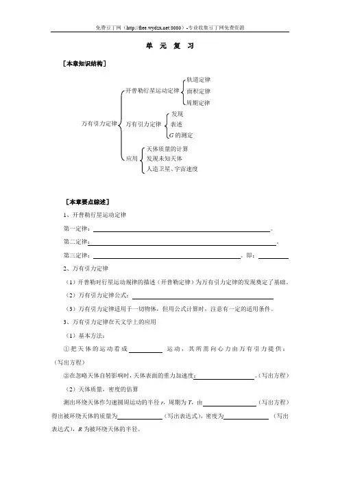 第七章万有引力与航天单元复习资料及习题_高一物理