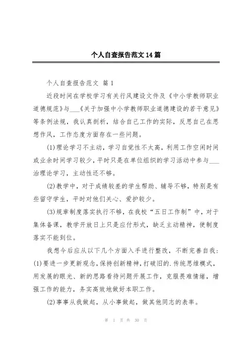 个人自查报告范文14篇