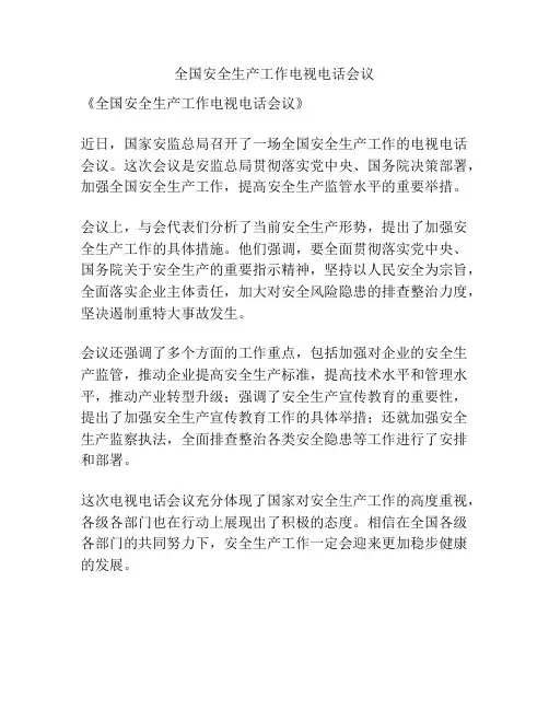 全国安全生产工作电视电话会议