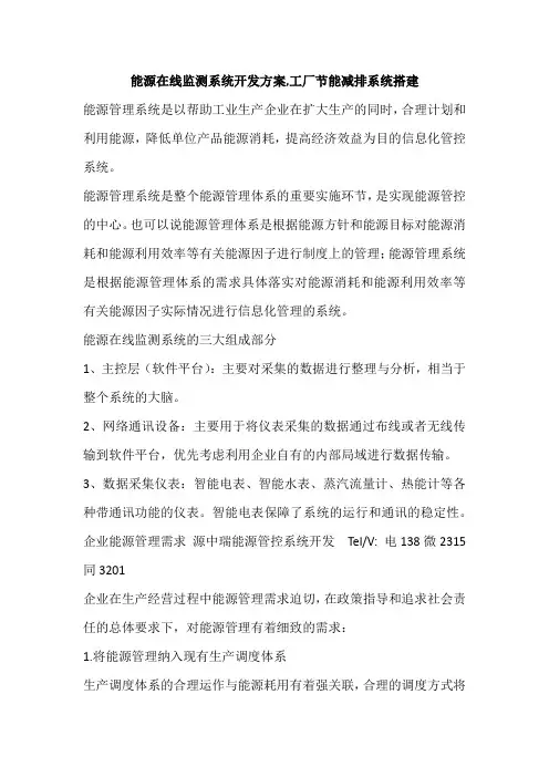 能源在线监测系统开发方案,工厂节能减排系统搭建