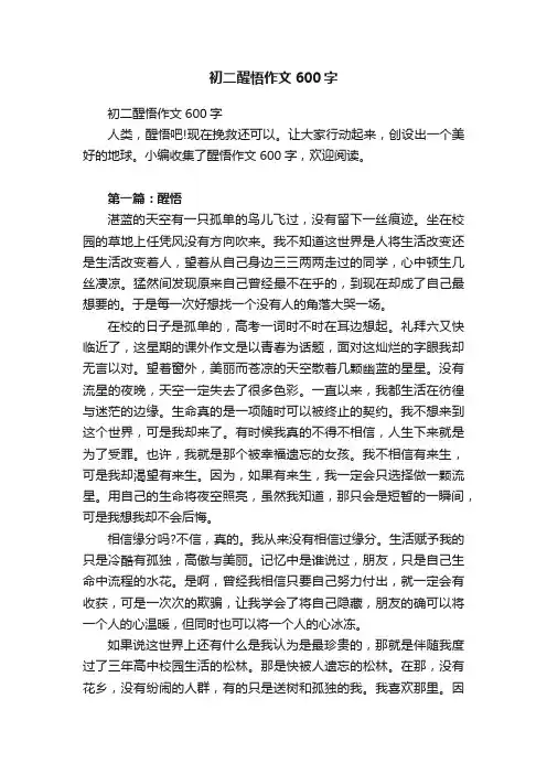 初二醒悟作文600字