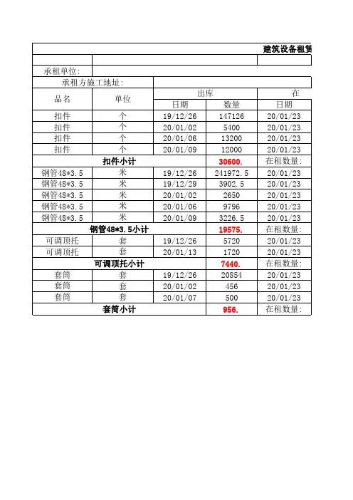 钢管扣件租赁结算单