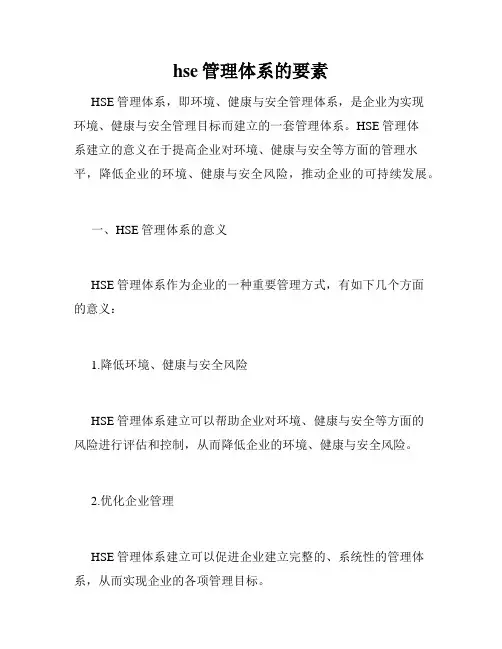 hse管理体系的要素