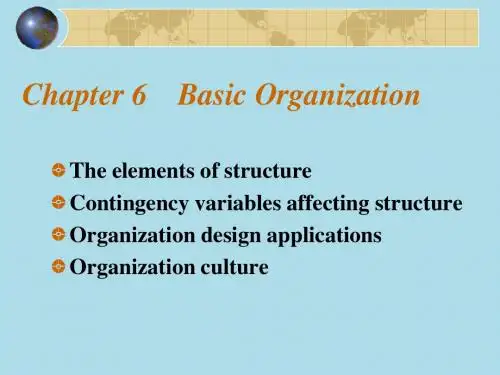 武汉理工大学：管理学原理  教学课件(英文)Chapter 6 Basic Organization