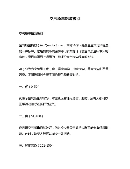 空气质量指数级别