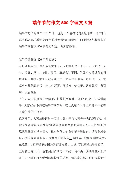 端午节的作文800字范文5篇