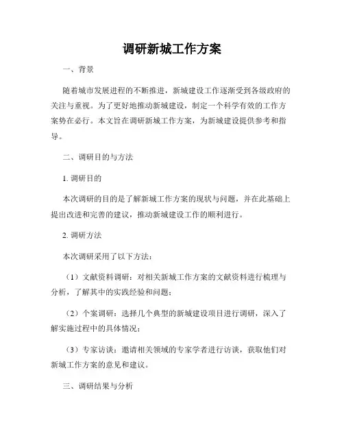 调研新城工作方案