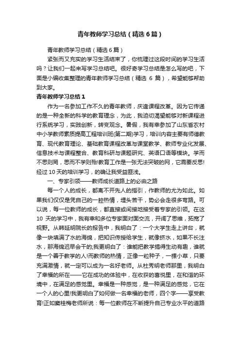 青年教师学习总结（精选6篇）