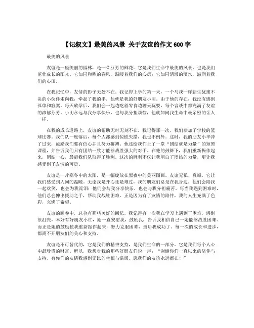 【记叙文】最美的风景 关于友谊的作文600字