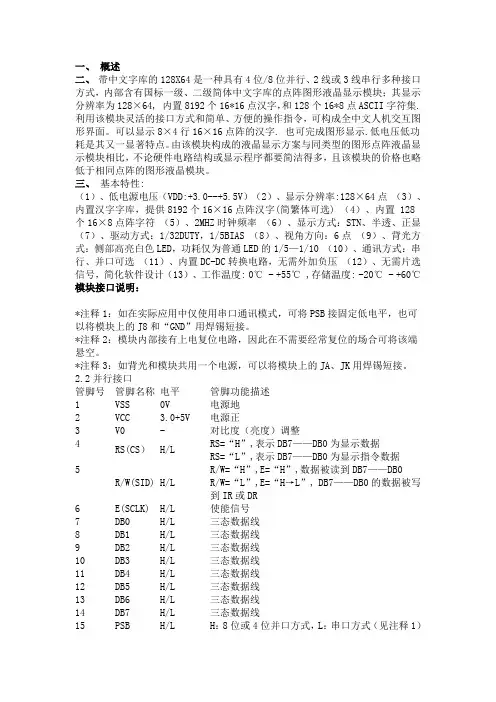 中文字符型液晶12864