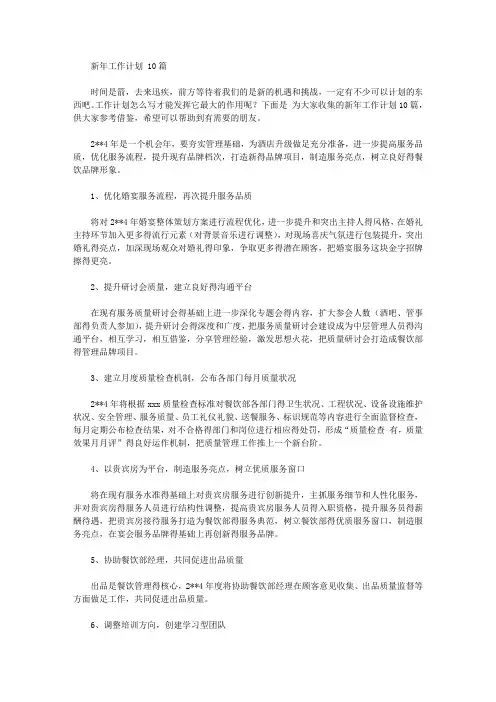2020年新年工作计划范文10篇【精品】