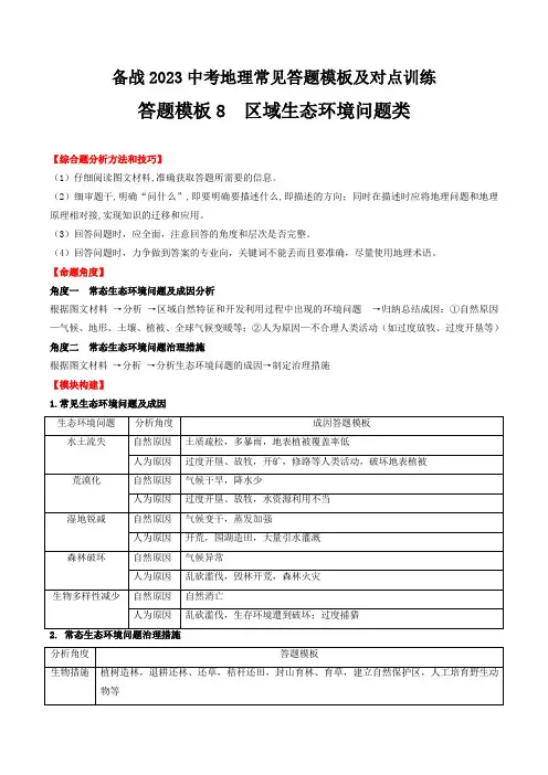 【答题模板】08区域生态环境问题征类