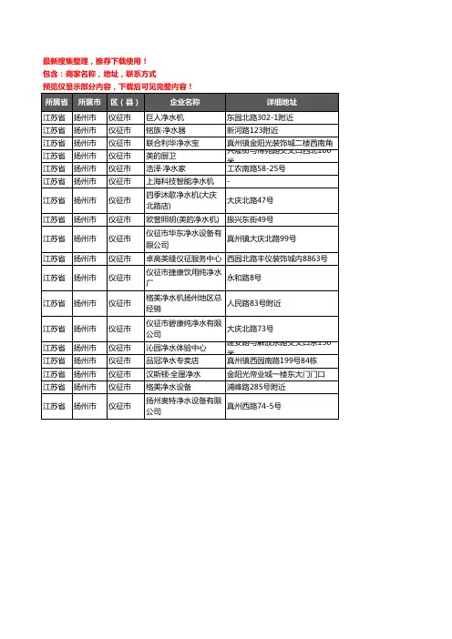 新版江苏省扬州市仪征市净水器企业公司商家户名录单联系方式地址大全18家