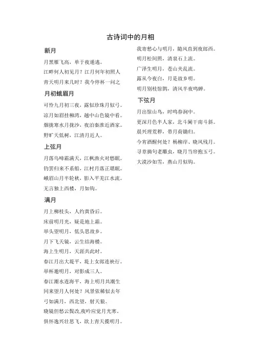 初中科学古诗词中的月相