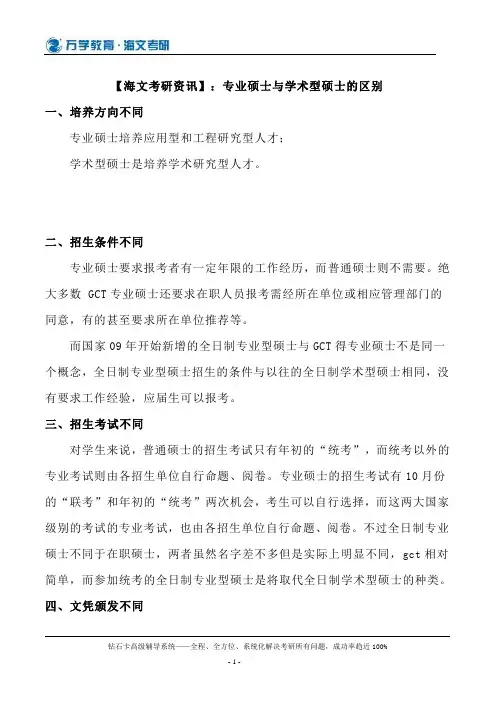 专业硕士与学术型硕士的区别