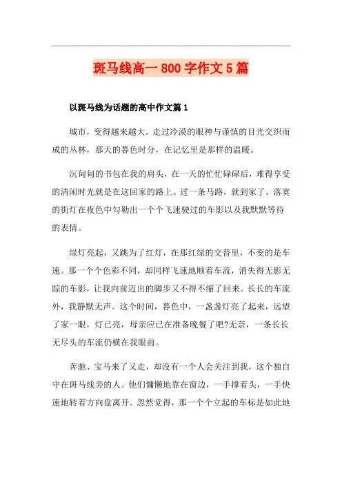 斑马线高一800字作文5篇