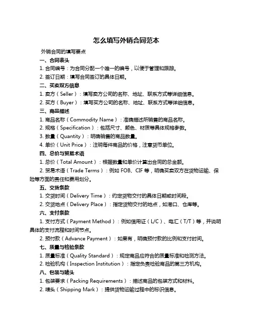 怎么填写外销合同范本