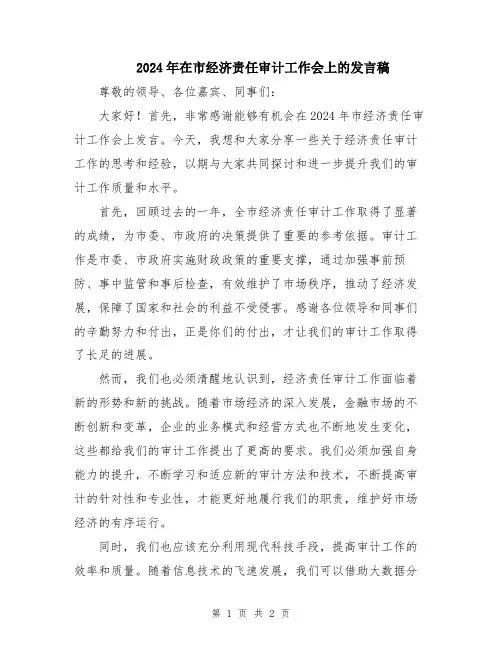 2024年在市经济责任审计工作会上的发言稿