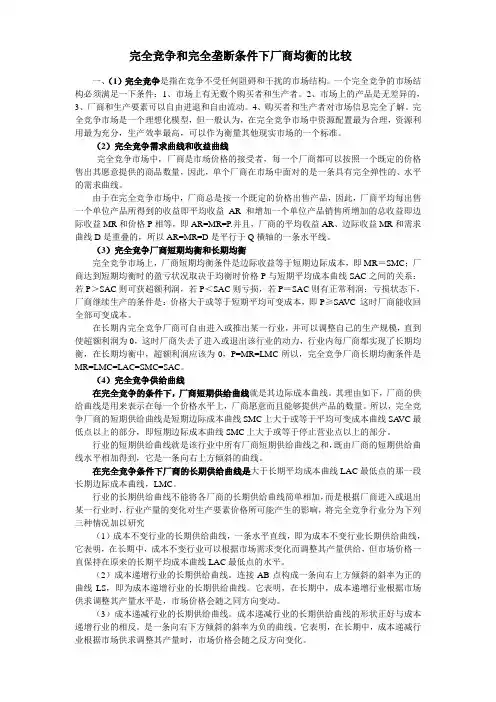 完全竞争和完全垄断条件下厂商均衡的比较(电大作业论述1)