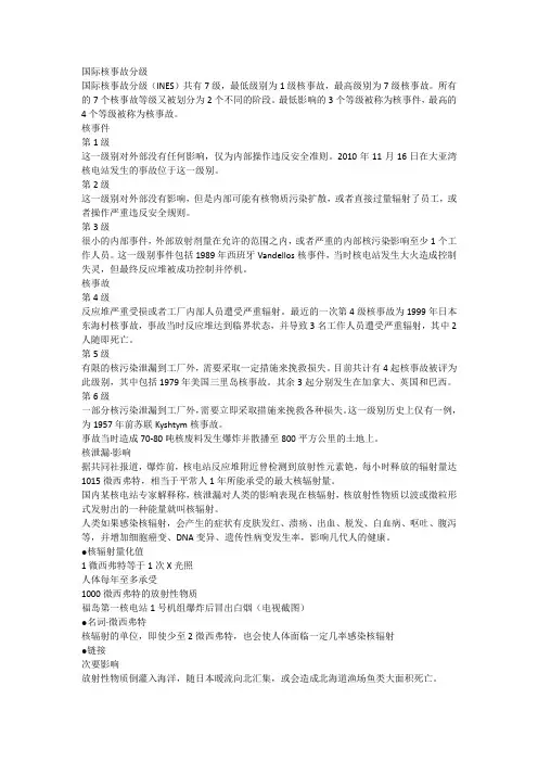 国际核事故等级划分