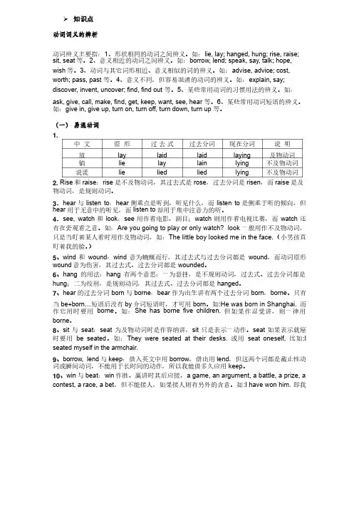 动词词义辨析及练习