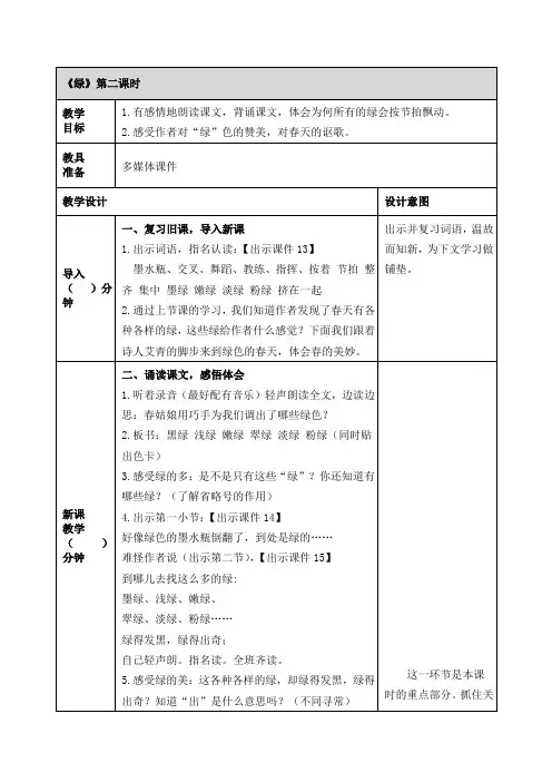 《绿》第二课时教案