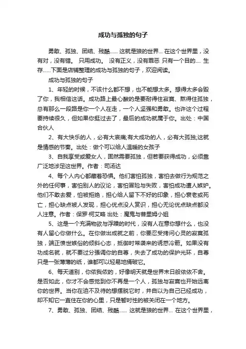 成功与孤独的句子