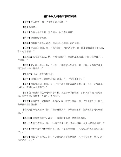 描写冬天词语有哪些词语